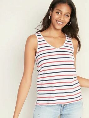 Old Navy | EveryWear Soft Cotton Striped Pocket Tank Top | Women’s Size: Small